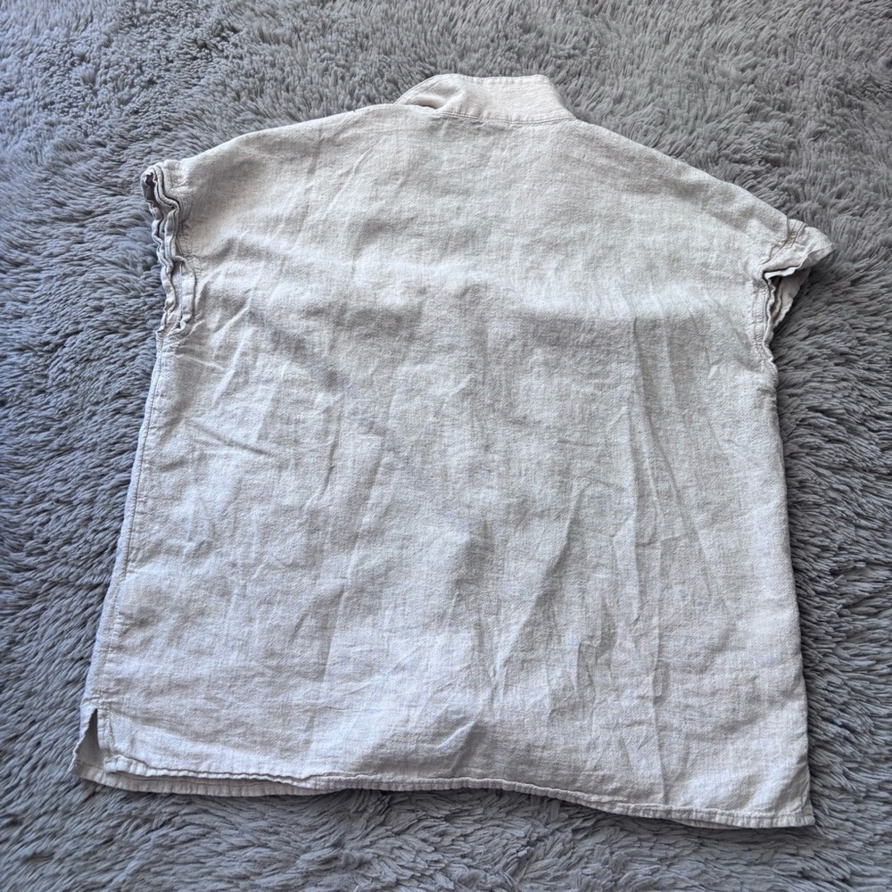 Old Navy Cream Linen Blend Shirt size Medium Minimalist - Picture 6 of 7